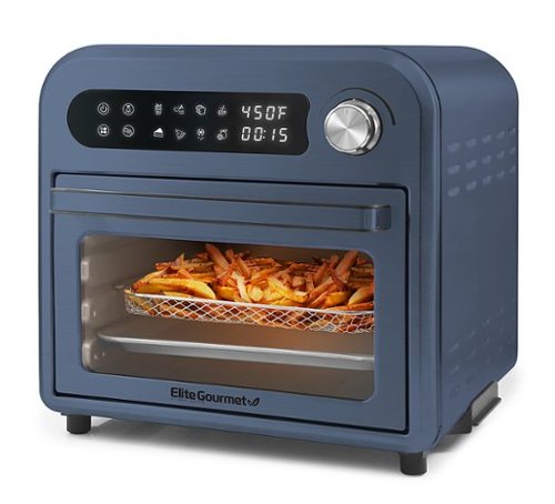 Elite Gourmet - 10L Digital Air Fryer Oven, 7 Preset Functions - Slate Blue