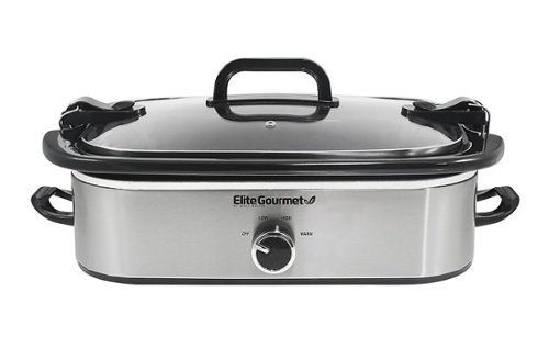 Elite Gourmet - 3.5Qt. Casserole Slow Cooker with Locking Lid - Stainless Steel-Front_Standard 