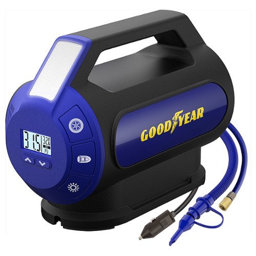 Goodyear - Deluxe Portable Digital Dual Flow Tire Inflator, Air Compressor & LED Light - Blue