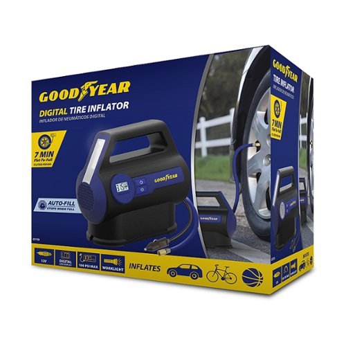 Goodyear Portable Digital Tire Inflator, Air Compressor & LED Light - Blue WORLDWIDE DELIVERY