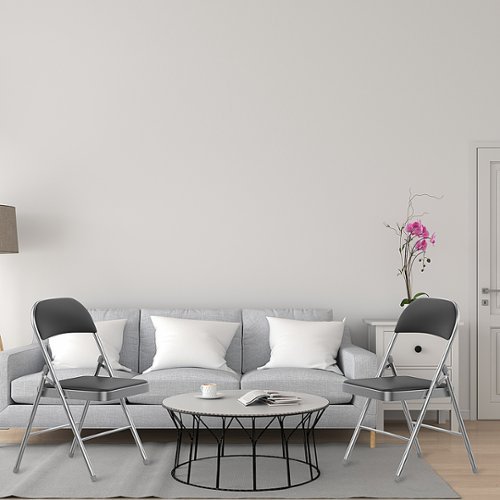 Lavish Home - Folding Chairs – Foldable Steel Seat with Double Brace and Upholstered Vinyl Cushion for Indoor or Outdoor Use (2 Pc) - silver-Alt_View_Standard_16 