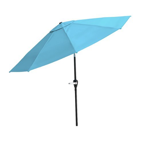 Pure Garden - 10-Foot Patio Umbrella - Easy Crank Outdoor Table Patio Umbrella with Hand Crank and Auto Tilt (Blue) - Blue