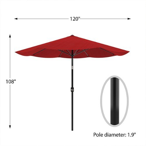 Pure Garden - 10-Foot Patio Umbrella - Easy Crank Outdoor Table Patio Umbrella with Hand Crank and Auto Tilt - Red