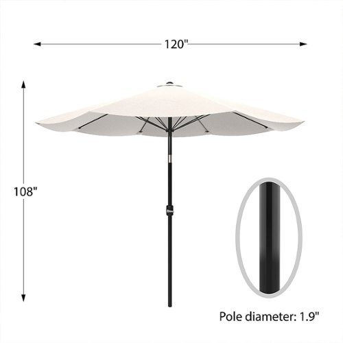 Pure Garden - Patio Umbrella, Shade with Easy Crank and Auto Tilt Outdoor Table Umbrella for Deck, Balcony, Porch, Backyard, Poolside - Tan