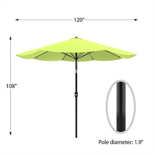 Pure Garden - Patio Umbrella, Shade with Easy Crank and Auto Tilt Outdoor Table Umbrella for Deck, Balcony, Porch, Backyard, Poolside - Green