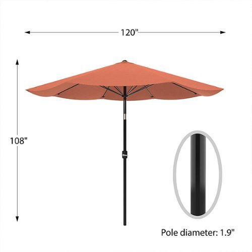 Pure Garden - 10-Foot Patio Umbrella - Easy Crank Outdoor Table Patio Umbrella with Hand Crank and Auto Tilt (Terracotta) - Terracotta Orange