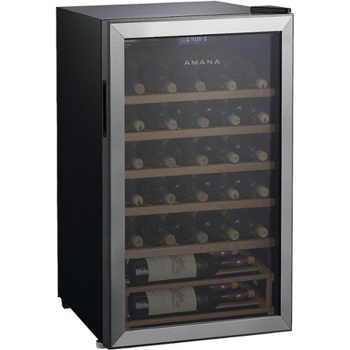 Amana - 35-Bottle Single-Zone Wine Cooler with Double-Glass Door, LED Thermostat Control, and Wire Shelving-Front_Standard 