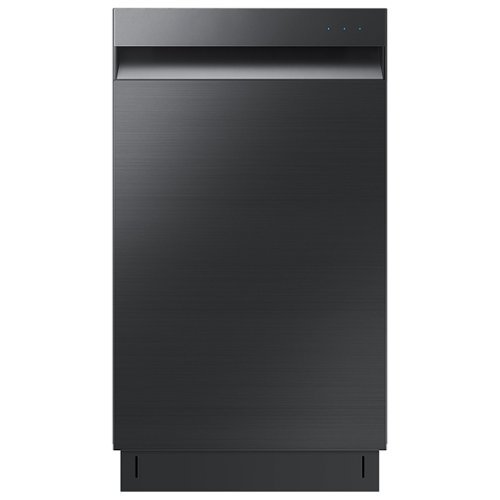 Samsung - 18" Compact Top Control Built-in Dishwasher with Stainless Steel Tub, 46 dBA - Black stainless steel