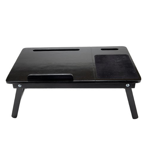 Mind Reader - Bamboo Bed Tray Adjustable - Black-Front_Standard 