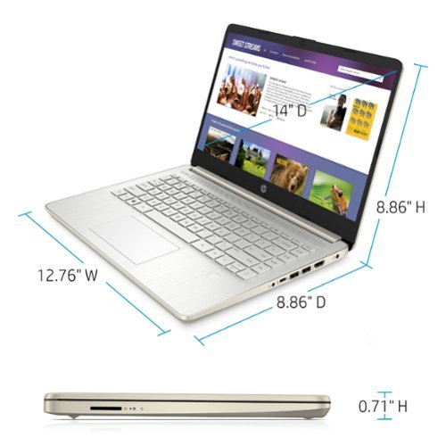 HP 14 Laptop - Intel Celeron - 4GB Memory - 64GB eMMC - Pale Gold BUY ONLINE