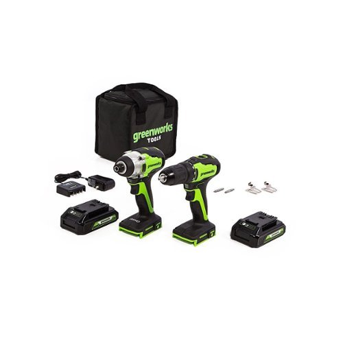 Greenworks - 24-Volt Cordless Brushless 1/2 in. Drill/Driver & Impact Driver Combo (2 x 2.0Ah USB Batteries and Dual Port Charger)