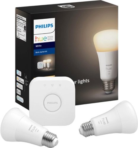 Philips - Hue Bluetooth White A19 60W LED Bulbs 2 Pack Starter Kit - White