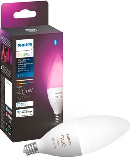 Philips - Hue E12 Bluetooth 50W Smart LED Bulb - White and Color Ambiance