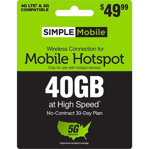 Simple Mobile - $49.99 Mobile Hotspot 40GB 30-Day Plan (Digital Delivery) [Digital]