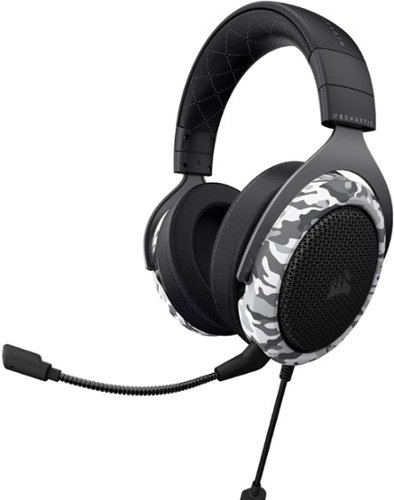 CORSAIR - HS60 HAPTIC Stereo Gaming Headset for PC with Haptic Bass - Black and White Camo