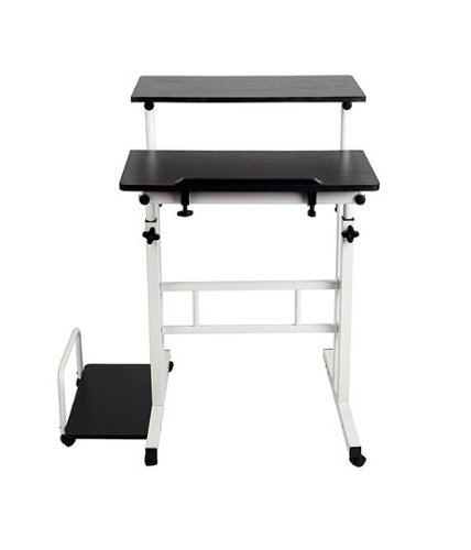 Mind Reader - 2 Tier Sit and Stand Desk - Black and White-Front_Standard 