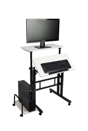 Mind Reader - 2 Tier Sit and Stand Desk - White and Black