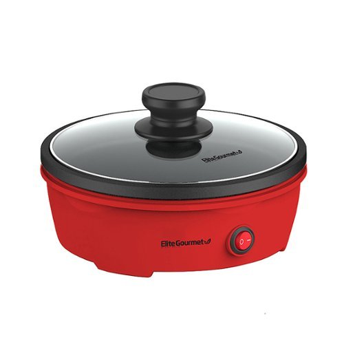 Elite Gourmet - 8.5" Round Personal Skillet with Glass Lid - Red