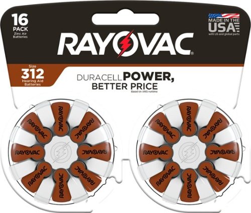 Rayovac Size 312 Hearing Aid Batteries (16 Pack), Size 312 Batteries