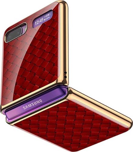SaharaCase - Luxury Carrying Case for Samsung Galaxy Z Flip and Z Flip 5G - Red/Gold-Left_Standard 