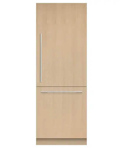 Front. Fisher & Paykel - 30in. 12.1 cu.ft. Bottom-Freezer Built-In Column Refrigerator with Stainless Interior and Internal Ice and Water - Custom Panel Ready.