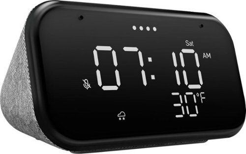  Lenovo - Smart Clock Essential 4&quot; Smart Display with Google Assistant - Soft Touch Gray