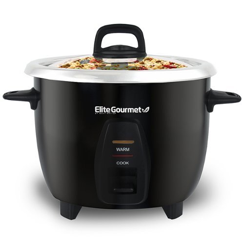 Elite Gourmet - 10-Cup Rice Cooker with Stainless Steel Cooking Pot - black