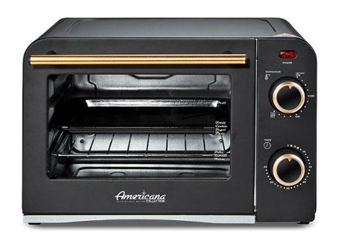 Americana - 4-slice Retro Toaster Oven Black - black