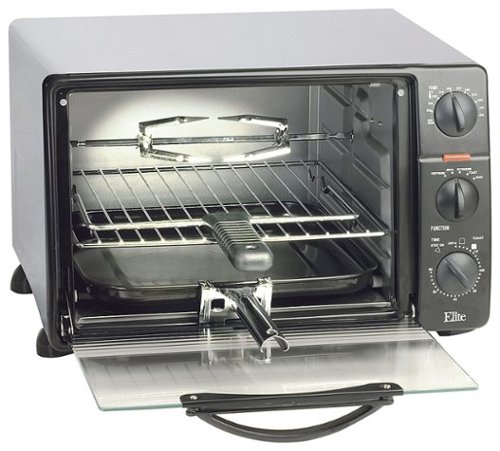 Elite - 0.8 Cu. Ft. 6-Slice Toaster Oven Broiler - Black