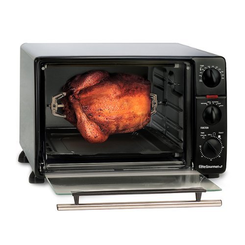 Elite Gourmet - 23L Toaster Oven Broiler with Rotisserie - Black