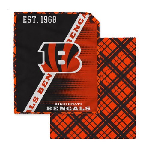 Pegasus - Cincinnati Bengals 60" x 80" Digital Dash Two-Sided Checkered Ultra Cozy Sherpa Blanket - Multicolor-Front_Standard 