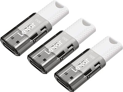 Lexar - JumpDrive S60 32GB USB 2.0 Type A Flash Drive, 3/Pack - Gray/White-Front_Standard 