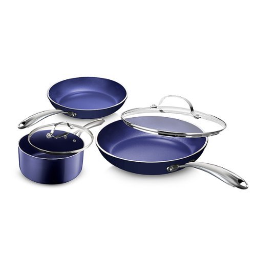 Granitestone - Non Stick 5pc Cookware Set with Ultra Nonstick Durable Mineral & Diamond Triple Coated Surface - Blue