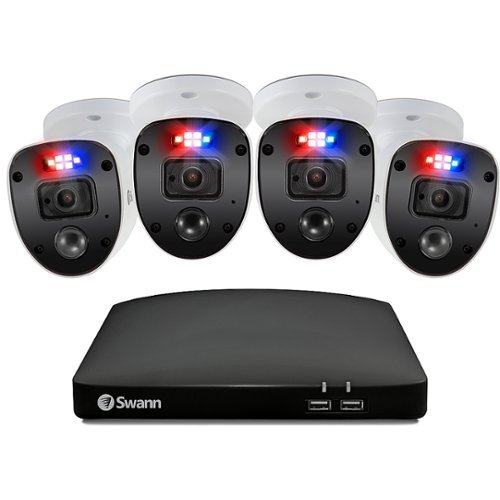  Swann - 8 Channel 1TB, 4x 1080p Enforcer™ Cameras w/ Police Style Flashing Lights &amp; Color Night Vision - White
