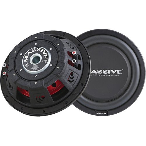 Massive Audio - Massive UFO Series 12-Inch 300-Watt-RMS Dual 4-Ohm Slim Subwoofer Black - Black