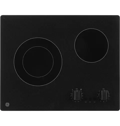 Front. GE - 21" Built-In Electric Cooktop - Black.