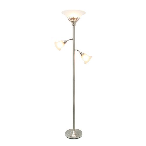 

Elegant Designs - 3 Light Floor Lamp with Scalloped Glass Shades - Brushed Nickel