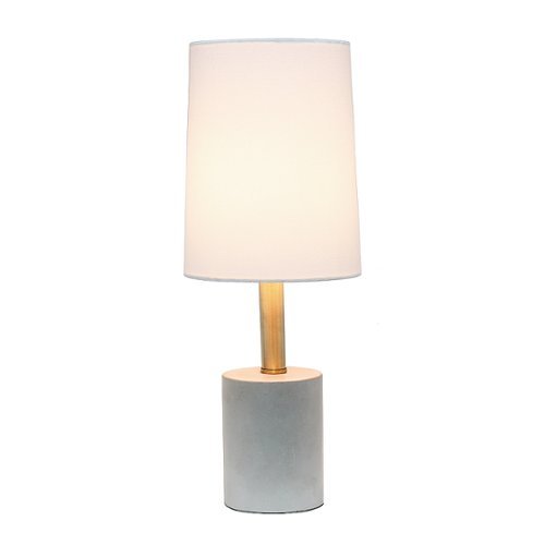 Lalia Home - Antique Brass Concrete Table Lamp with Linen Shade - White-Front_Standard 