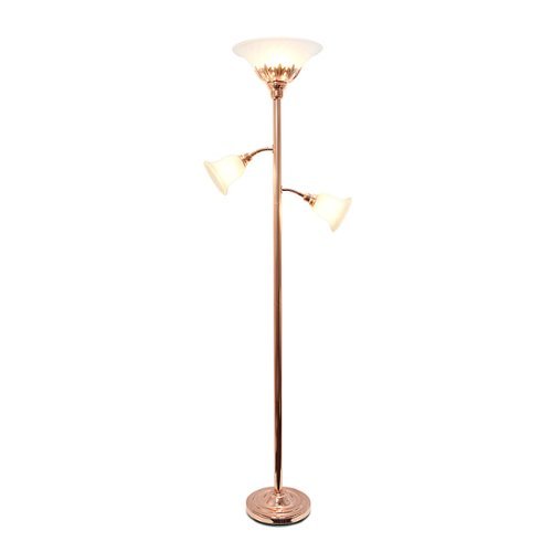 

Elegant Designs - 3 Light Floor Lamp with Scalloped Glass Shades - Rose Gold
