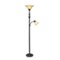 Elegant Designs - 2 Light Mother Daughter Floor Lamp with Amber Marble Glass Shades - Restoration Bronze/Amber Shade-Front_Standard
