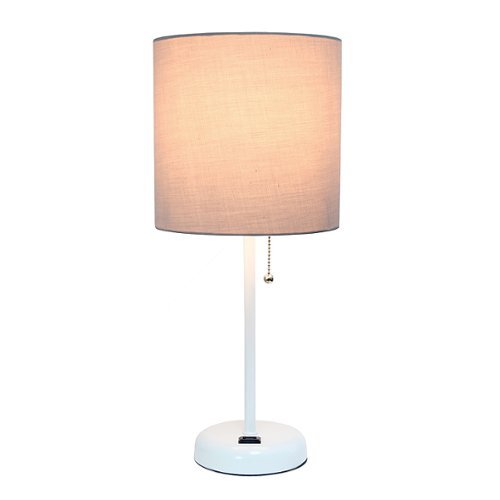 

Limelights - Stick Lamp with Charging Outlet and Fabric Shade - Gray