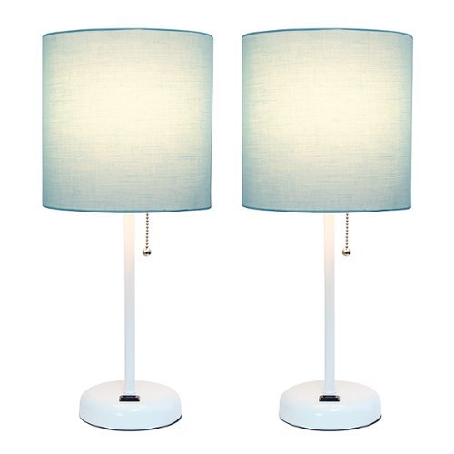 

Limelights - Stick Lamp with Charging Outlet and Fabric Shade 2 Pack Set - White/Aqua