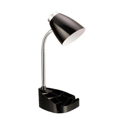 Limelights - Gooseneck Organizer Desk Lamp with iPad Tablet Stand Book Holder - Black