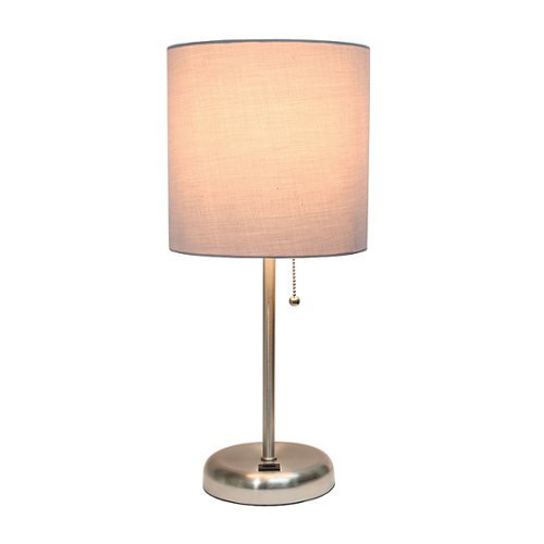 Limelights - Stick Lamp with USB charging port and Fabric Shade - Gray