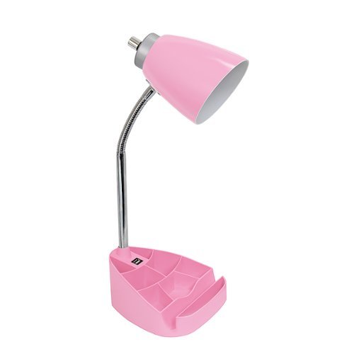 Limelights - Gooseneck Organizer Desk Lamp with iPad Tablet Stand Book Holder and USB port - Pink