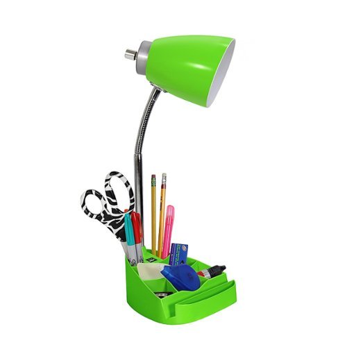 Limelights - Gooseneck Organizer Desk Lamp with iPad Tablet Stand Book Holder and USB port - Green
