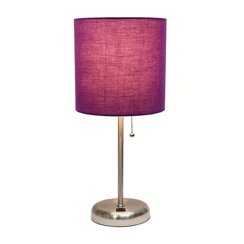 Limelights - Stick Lamp with USB charging port and Fabric Shade - Purple