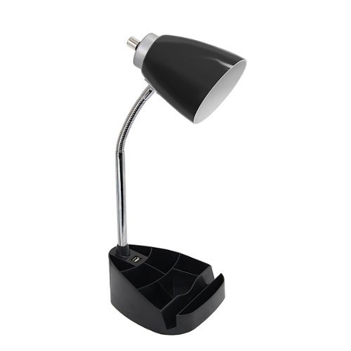 Limelights - Gooseneck Organizer Desk Lamp with iPad Tablet Stand Book Holder and USB port - Black