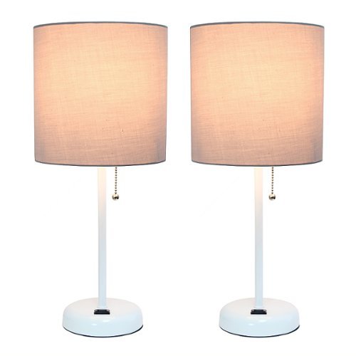 

Limelights - Stick Lamp with Charging Outlet and Fabric Shade 2 Pack Set - White/Gray