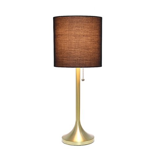 Simple Designs - Gold Tapered Table Lamp with Fabric Drum Shade - Black